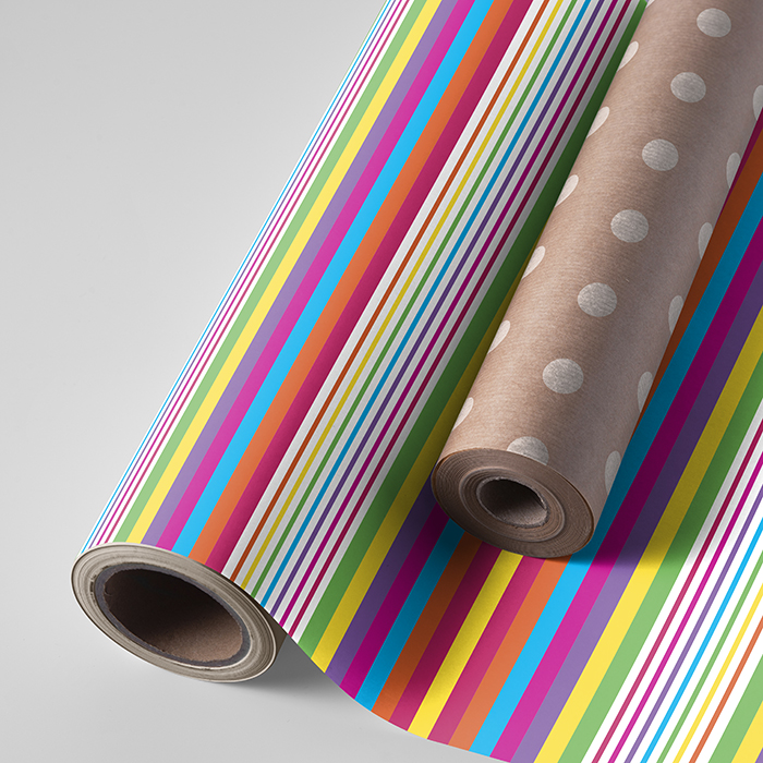 PAPEL REGALO WHITE DOTS ARCO IRIS